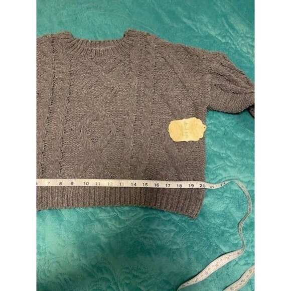 Altar'd State NWT  Women's Cable Knit Cropped Sweater L Steel Blue 100% Polyeste - Picture 13 of 16